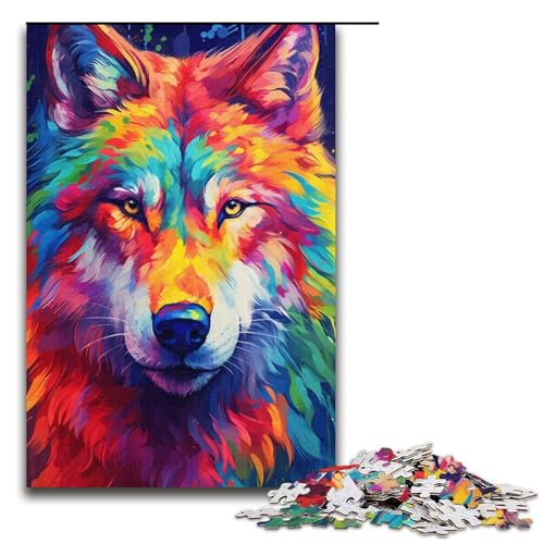 1000-teiliges Puzzle für Erwachsene, Wolf, buntes Puzzle als Geschenk, ganze Familie (Größe 38 x 26 cm) von WGLINGX
