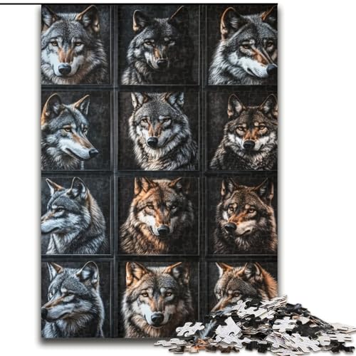 1000-teiliges Puzzle für Erwachsene, Wolf-Collage-Puzzle, 1000-teiliges Puzzle, Denkspiel für Teenager, Familienspieleabend (Größe 50x75cm) von WGLINGX