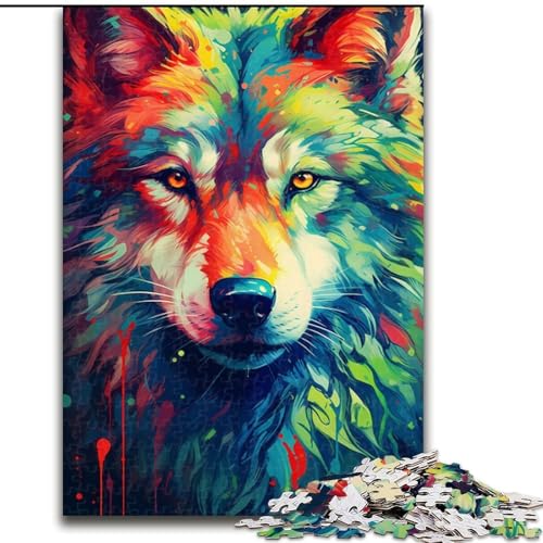 1000-teiliges Puzzle für Erwachsene, Wolf-Farbpuzzle, 1000 Teile für Erwachsene, Spielzeug, Geschenk, pädagogisches intellektuelles Dekomprimierungsspaß, Familienspiel, Größe 50x75cm 1000-teiliges Puzzle für Erwachsene, Wolf-Farbpuzzle, 1000 Teile für Erwachsene, Spielzeug, Geschenk, pädagogisches intellektuelles Dekomprimierungsspaß, Familienspiel, Größe 50x75cm von WGLINGX