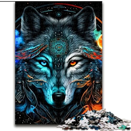 1000-teiliges Puzzle für Erwachsene, Wolf-Puzzle, 1000 Teile für Erwachsene, Spielzeug, Geschenk, pädagogisch wertvoll, intellektuell, entspannend, lustiges Familienspiel, Größe 26x38cm von WGLINGX
