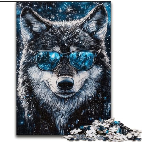 1000-teiliges Puzzle für Erwachsene, Wolf im Schnee, Puzzles für Erwachsene, pädagogisches und unterhaltsames Indoor-Spiel zur Heimdekoration (Größe 50x75cm) von WGLINGX