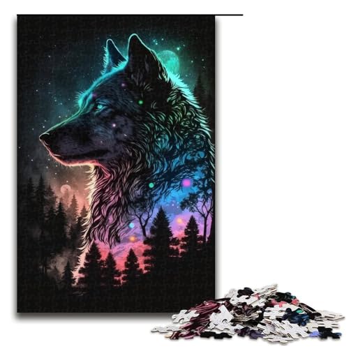 1000-teiliges Puzzle für Erwachsene, Wolfspuzzle für Erwachsene, Holzpuzzle, anspruchsvolles Spiel (Größe 50 x 75 cm) von WGLINGX