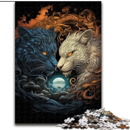 1000-teiliges Puzzle für Erwachsene, Ying Yang, Drache und Tiger, Holzpuzzle, anspruchsvolles Denkspiel für Teenager, Spaß für den Familienspieleabend (Größe 26x38cm) von WGLINGX