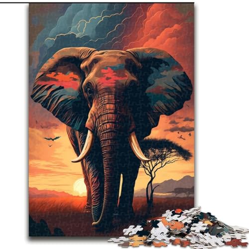 1000-teiliges Puzzle für Erwachsene, afrikanischer Elefant, Holzpuzzle, anspruchsvolles Denkspiel für Teenager, Spaß für den Spieleabend mit der Familie (Größe 26x38cm) von WGLINGX