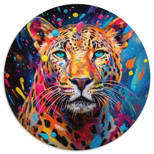 1000-teiliges Puzzle für Erwachsene, afrikanischer Leopard, runde Papppuzzles, interaktives Familienspiel, Denksportaufgabe, Geschenk, Lernspielzeug (67,5 x 67,5 cm) von WGLINGX