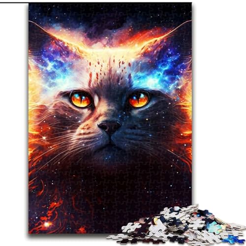 1000-teiliges Puzzle für Erwachsene, bemaltes Feuer-Katzengesicht, Holzpuzzle, herausfordernd und unterhaltsam, Familienaktivität, Größe 50x75cm 1000-teiliges Puzzle für Erwachsene, bemaltes Feuer-Katzengesicht, Holzpuzzle, herausfordernd und unterhaltsam, Familienaktivität, Größe 50x75cm von WGLINGX