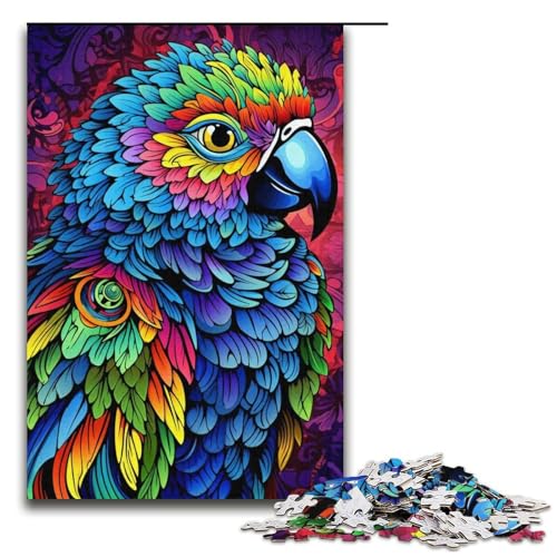 1000-teiliges Puzzle für Erwachsene, bunter Papagei, Lernpuzzle, Analyse und Logik (Größe 38 x 26 cm) von WGLINGX
