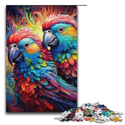 1000-teiliges Puzzle für Erwachsene, bunter Papagei, anspruchsvolles Spielspielzeug, perfekte Dekoration (Größe 38 x 26 cm) von WGLINGX