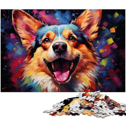 1000-teiliges Puzzle für Erwachsene, buntes Corgi-Hunde-Quizspiel, geeignet als Schreibtischdekoration, Größe 50 x 75 cm von WGLINGX