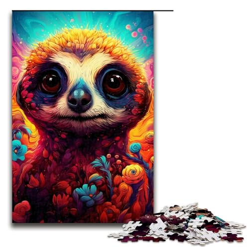 1000-teiliges Puzzle für Erwachsene, buntes Erdmännchen-Puzzle, Holzpuzzle, Lernspielzeug, Familienspiele (Größe 50 x 75 cm) von WGLINGX