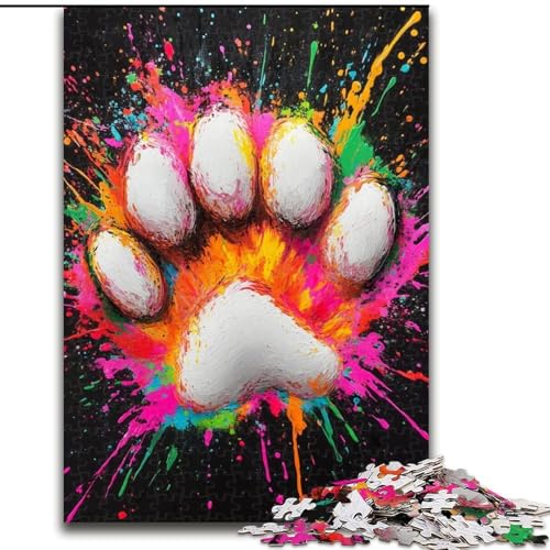 1000-teiliges Puzzle für Erwachsene, buntes Hundepfotenabdruck-Puzzle, 1000 Teile, pädagogisches und unterhaltsames Indoor-Spiel für die Heimdekoration (Größe 50x75cm) von WGLINGX