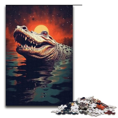 1000-teiliges Puzzle für Erwachsene, buntes Krokodil, Lernspiele, Heimdekoration, Puzzle, Weihnachts- und Geburtstagsgeschenk (Größe 38 x 26 cm) von WGLINGX