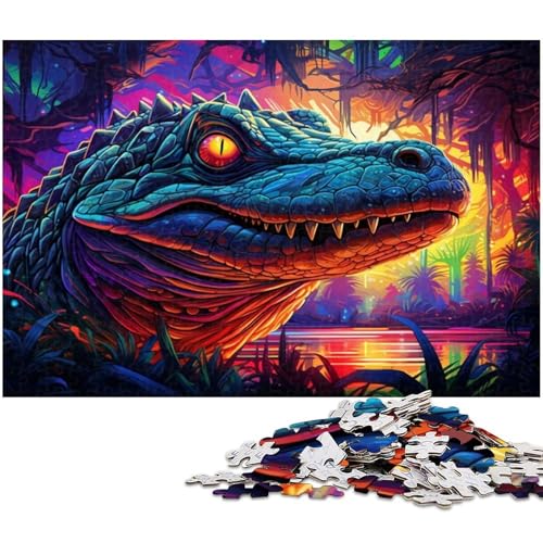 1000-teiliges Puzzle für Erwachsene, buntes Nilkrokodil-Quizspiel, geeignet als Schreibtischdekoration, Größe 38 x 26 cm von WGLINGX