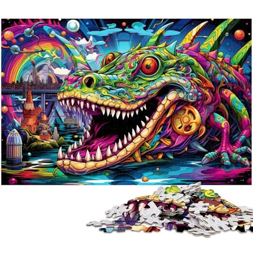 1000-teiliges Puzzle für Erwachsene, buntes Nilkrokodil-Quizspiel, geeignet als Schreibtischdekoration, Größe 50 x 75 cm von WGLINGX
