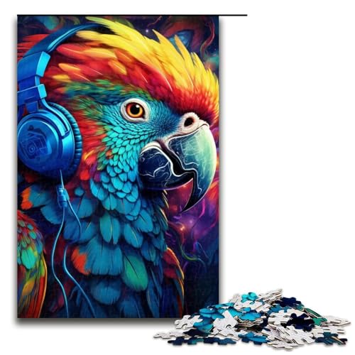 1000-teiliges Puzzle für Erwachsene, buntes Papageien-Cartoon-Puzzle, tolles Geschenk für Spiele (Größe 50 x 75 cm) von WGLINGX