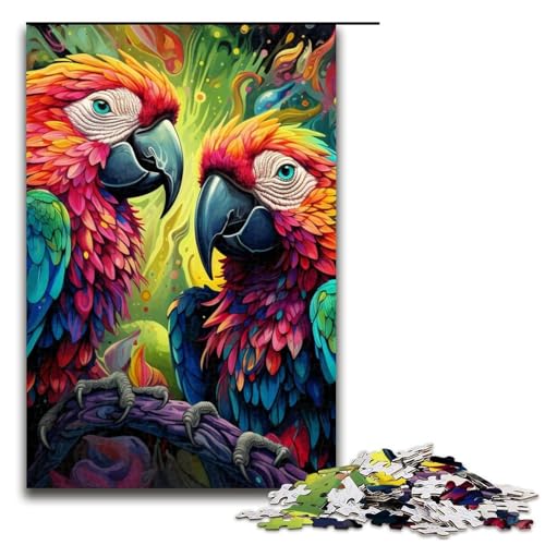 1000-teiliges Puzzle für Erwachsene, buntes Papageien-Puzzle, ganze Familie (Größe 50 x 75 cm) von WGLINGX