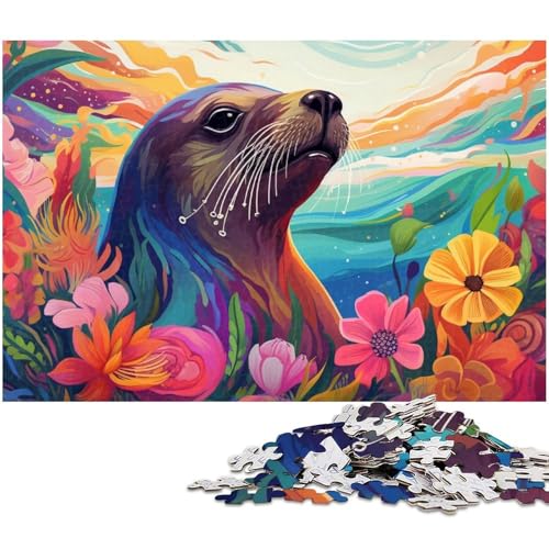 1000-teiliges Puzzle für Erwachsene, buntes Robben-Puzzle – anspruchsvolles Spiel, jedes Teil ist einzigartig – anspruchsvolles, unterhaltsames Spiel für die ganze Familie (Größe 50 x 75 cm) von WGLINGX
