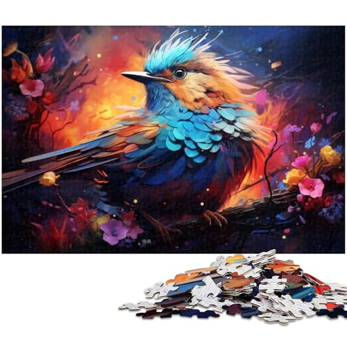 1000-teiliges Puzzle für Erwachsene, buntes Tier-Quizspiel mit blauem Spatz, geeignet als Schreibtischdekoration, Größe 50 x 75 cm von WGLINGX