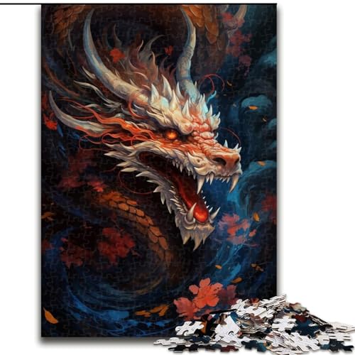 1000-teiliges Puzzle für Erwachsene, chinesisches Drachenpuzzle, 1000-teiliges Puzzle, pädagogisches und unterhaltsames Indoor-Spiel für die Heimdekoration (Größe 26x38cm) von WGLINGX