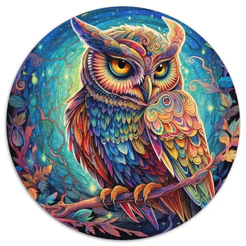 1000-teiliges Puzzle für Erwachsene, farbenfrohe Eulen-Kunstpuzzles für Erwachsene, anspruchsvolles DIY-Denkspiel, interaktives Familienspiel (67,5 x 67,5 cm) von WGLINGX