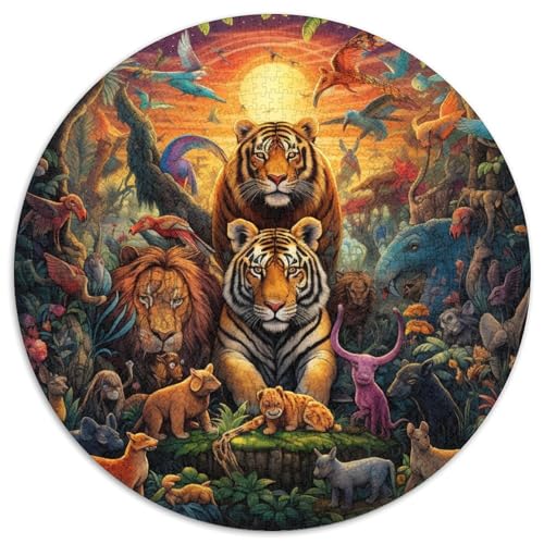1000-teiliges Puzzle für Erwachsene, farbenfrohe Kunst, Tierwelt, runde Papppuzzles, geeignet für Geburtstage, Halloween, Thanksgiving, Ostern (67,5 x 67,5 cm) von WGLINGX