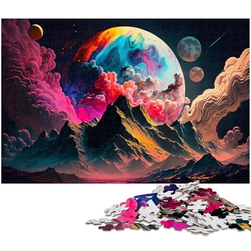 1000-teiliges Puzzle für Erwachsene, farbenfrohe Planetenlandschaft, Puzzles für Holzpuzzles, Spielzeug, Denkspiel (Größe 50 x 75 cm) von WGLINGX