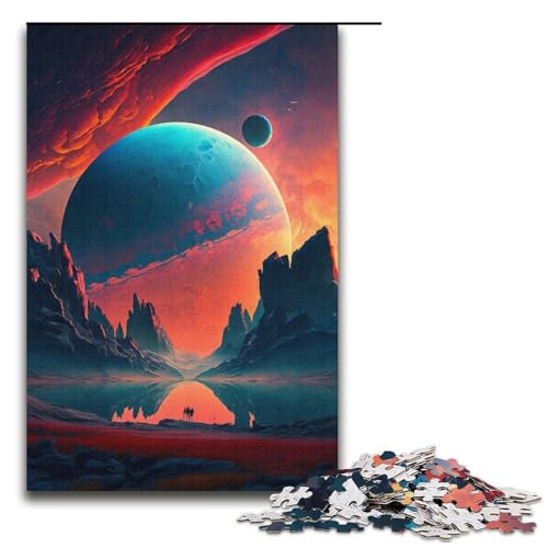 1000-teiliges Puzzle für Erwachsene, farbenfroher Planet, Berge, Lernpuzzle, Analyse und Logik (Größe 38 x 26 cm) von WGLINGX
