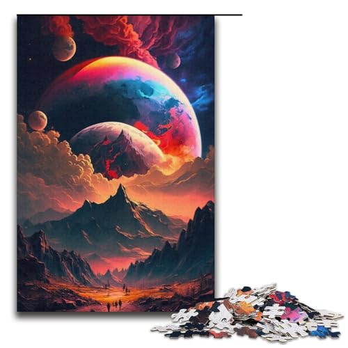 1000-teiliges Puzzle für Erwachsene, farbenfroher Planet, Berge, Lernpuzzle, Analyse und Logik (Größe 38 x 26 cm) von WGLINGX