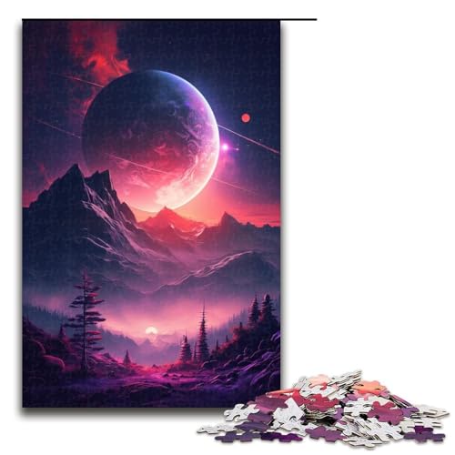 1000-teiliges Puzzle für Erwachsene, farbenfroher Planet, Berge, Lernpuzzle, Analyse und Logik (Größe 50 x 75 cm) von WGLINGX