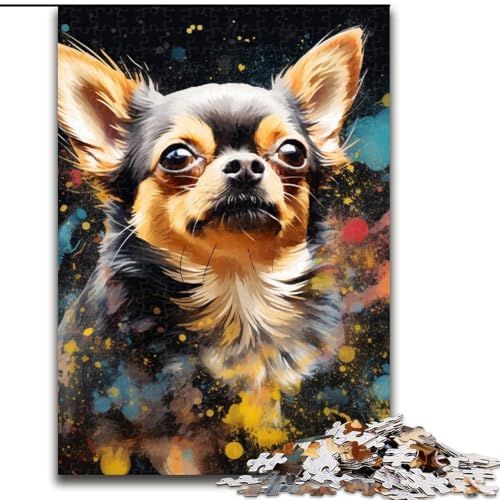 1000-teiliges Puzzle für Erwachsene, farbenfrohes Chihuahua-Puzzle, 1000 Teile für Erwachsene, anspruchsvolles Denkspiel für Teenager, Spaß für den Familienspieleabend (Größe 50x75cm) von WGLINGX