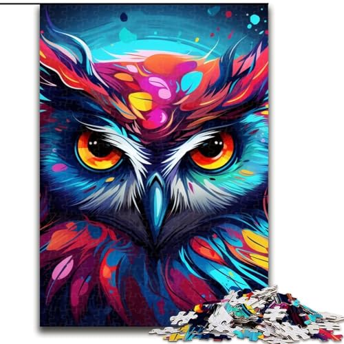 1000-teiliges Puzzle für Erwachsene, farbenfrohes Eulen-Puzzle, 1000 Teile für Erwachsene, Lernspielzeug (Größe 26x38cm) von WGLINGX