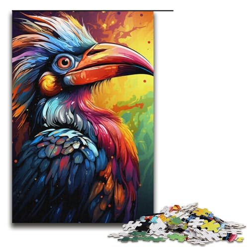 1000-teiliges Puzzle für Erwachsene, farbenfrohes Fantasy-Tukan-Kunst-Puzzle – anspruchsvolles Spiel, geeignet als Schreibtischdekoration (Größe 38 x 26 cm) von WGLINGX