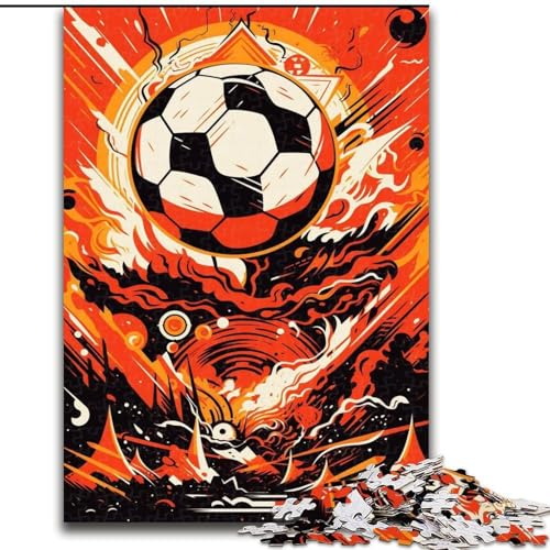 1000-teiliges Puzzle für Erwachsene, farbenfrohes Fußball-Holzpuzzle für Erwachsene, anspruchsvolles DIY-Denkspiel, interaktive Familienaktivität (Größe 26x38cm) von WGLINGX
