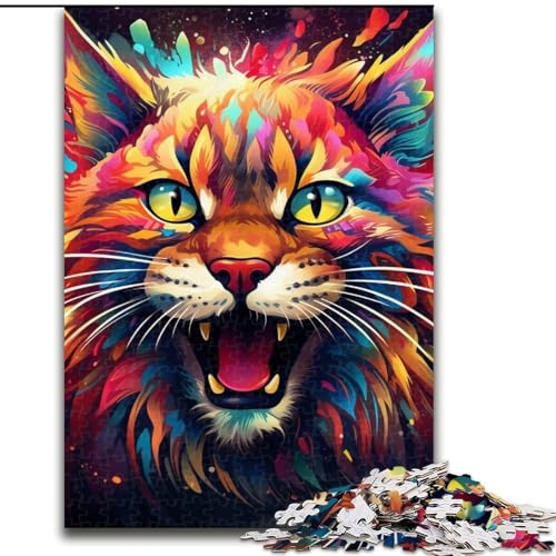 1000-teiliges Puzzle für Erwachsene, farbenfrohes Kunst-Luchs-Holzpuzzle für Erwachsene, anspruchsvolles Denkspiel für Teenager, perfekt als Heimdekoration oder Geschenk (Größe 50x75cm) von WGLINGX