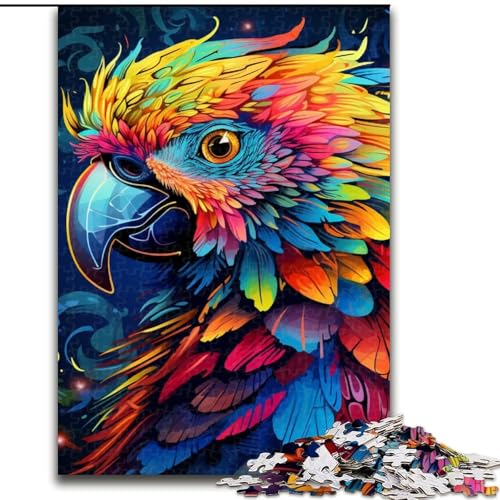 1000-teiliges Puzzle für Erwachsene, farbenfrohes Papagei-Puzzle aus Holz für Erwachsene, anspruchsvolles Denkspiel für Teenager, perfekt als Heimdekoration oder Geschenk (Größe 50x75cm) von WGLINGX