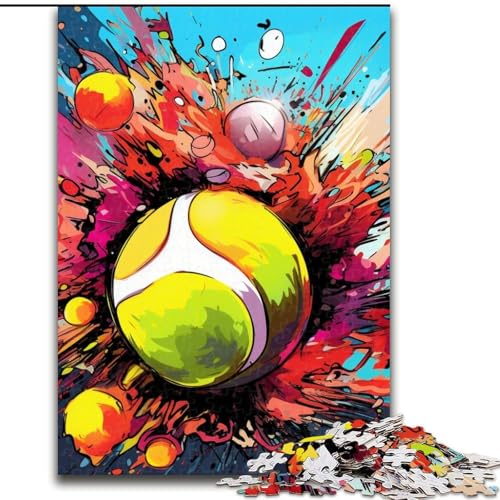1000-teiliges Puzzle für Erwachsene, farbenfrohes Tennis-Puzzle, Familienaktivitätsspiel für Teenager, anspruchsvolles Denkspiel (Größe 26x38cm) von WGLINGX