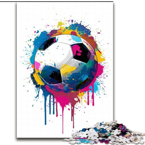 1000-teiliges Puzzle für Erwachsene, farbiges Fußball-Holzpuzzle für Erwachsene, Geburtstage, Weihnachten, Halloween, Erntedankfest, Ostern (Größe 50x75cm) von WGLINGX