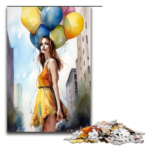 1000-teiliges Puzzle für Erwachsene, fröhliches Mädchen, Kunstdruck, Puzzles für Holzpuzzles, Spielzeug, Denkspiel (Größe 50 x 75 cm) von WGLINGX