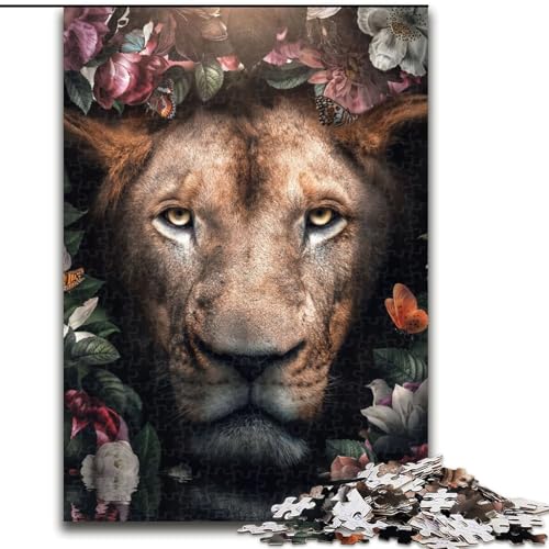 1000-teiliges Puzzle für Erwachsene, geblümter Löwe, 1000 Teile, anspruchsvolles Denkspiel für Teenager, perfekt als Heimdekoration oder Geschenk, Größe 26x38cm 1000-teiliges Puzzle für Erwachsene, geblümter Löwe, 1000 Teile, anspruchsvolles Denkspiel für Teenager, perfekt als Heimdekoration oder Geschenk, Größe 26x38cm von WGLINGX