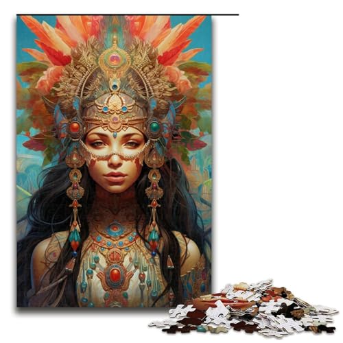 1000-teiliges Puzzle für Erwachsene, indische Prinzessin, Puzzles für Holzpuzzles, Spielzeug, Denkspiel (Größe 50 x 75 cm) von WGLINGX