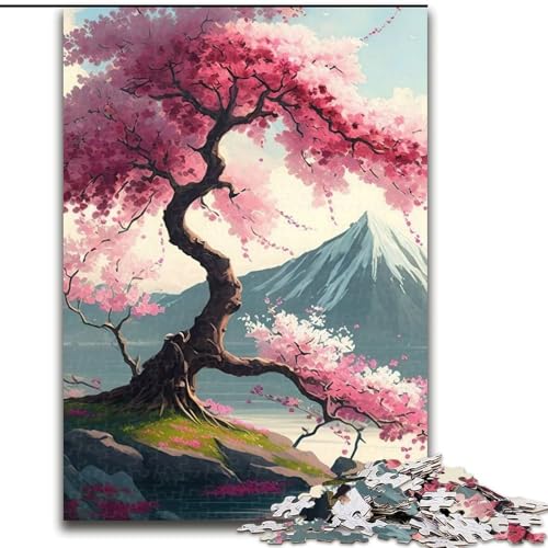 1000-teiliges Puzzle für Erwachsene, japanische Kirschblüten, Holzpuzzle, herausfordernd und unterhaltsam, Familienaktivität, Größe 50x75cm von WGLINGX