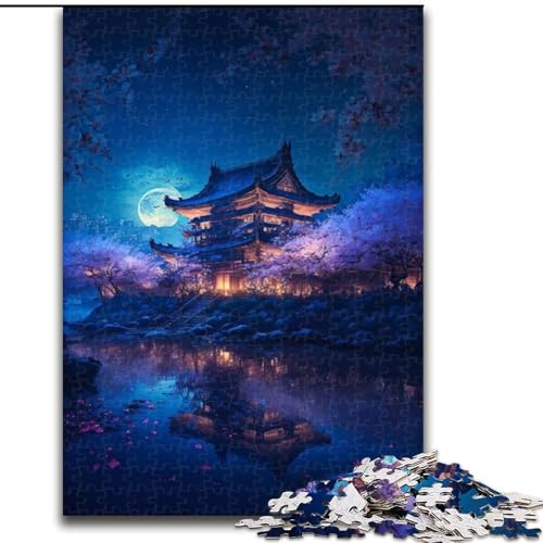 1000-teiliges Puzzle für Erwachsene, japanische Tempel, Holzpuzzle für Erwachsene, anspruchsvolles DIY-Denkspiel, interaktive Familienaktivität (Größe 50x75cm) von WGLINGX