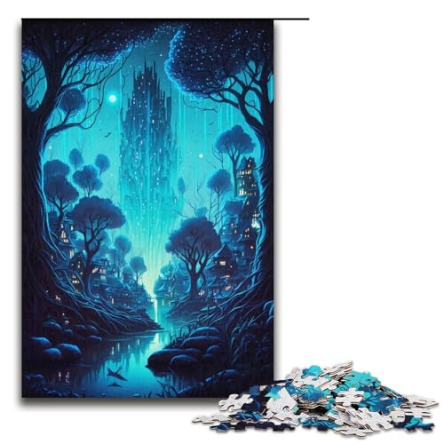 1000-teiliges Puzzle für Erwachsene, kleines Dorf im Dschungel, anspruchsvolles Spielpuzzle, geeignet für Jugendliche ab 14 Jahren (Größe 38 x 26 cm) von WGLINGX