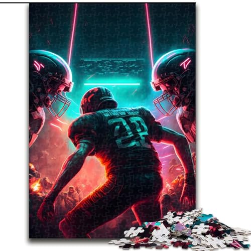 1000-teiliges Puzzle für Erwachsene, leuchtender Fußball, Holzpuzzle für Erwachsene, Geschenk zu Weihnachten, Halloween, Muttertag, Neujahr, Ostern (Größe 26x38cm) von WGLINGX