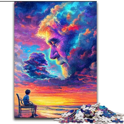1000-teiliges Puzzle für Erwachsene, menschliches Gesicht, farbige Wolken, Puzzle 1000 Teile für Erwachsene, Familienaktivitätsspiel für Teenager, anspruchsvolles Denkspiel (Größe 26x38cm) von WGLINGX