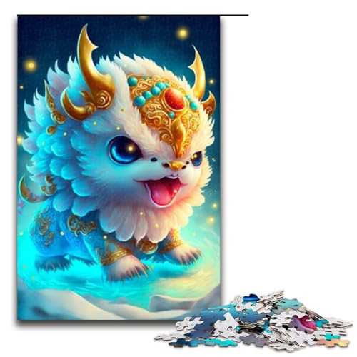 1000-teiliges Puzzle für Erwachsene, niedlicher Drache, Babyspielzeug, Lernspiele, Stressabbau, Analyse und Logik (Größe 50 x 75 cm) von WGLINGX