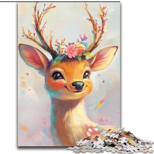1000-teiliges Puzzle für Erwachsene, niedlicher Sikahirsch, anspruchsvolle Puzzles, Kunstwerk-Dekor, Intelligenzspielzeug für Familien-Indoor-Spiele (Größe 50x75cm) von WGLINGX