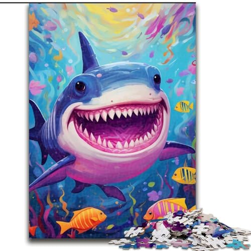 1000-teiliges Puzzle für Erwachsene, niedliches Hai-Holzpuzzle für Erwachsene, anspruchsvolles Denkspiel für Teenager, perfekt als Heimdekoration oder Geschenk (Größe 50x75cm) von WGLINGX