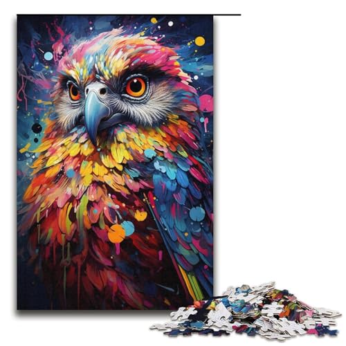 1000-teiliges Puzzle für Erwachsene, psychedelisches Gemälde, bunter Papagei, Lernspiel für Geburtstag, Weihnachten (Größe 38 x 26 cm) von WGLINGX