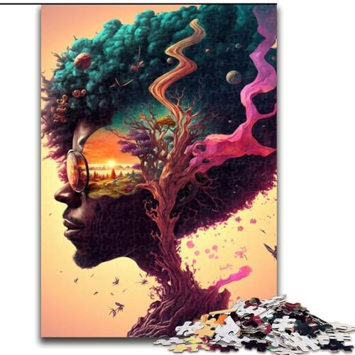 1000-teiliges Puzzle für Erwachsene, psychedelisches Holzpuzzle für Erwachsene, Geschenk zu Weihnachten, Halloween, Muttertag, Neujahr, Ostern (Größe 50x75cm) von WGLINGX